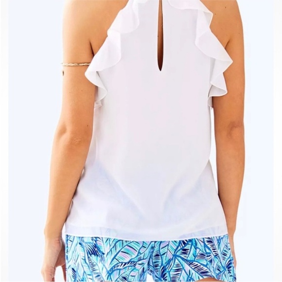 Lilly Pulitzer Padma Rufffle Top in Resort White 
Size Med - Picture 1 of 8